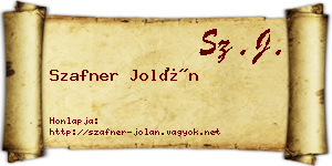 Szafner Jolán névjegykártya